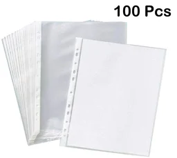 Glossy Transparent Document Sleeves, Clear Certificates | Water Proof Sheet Protectors 11 Holes Punched A4 Size pac of 100 pcs | Royal Stationers Best Quality Guarantee