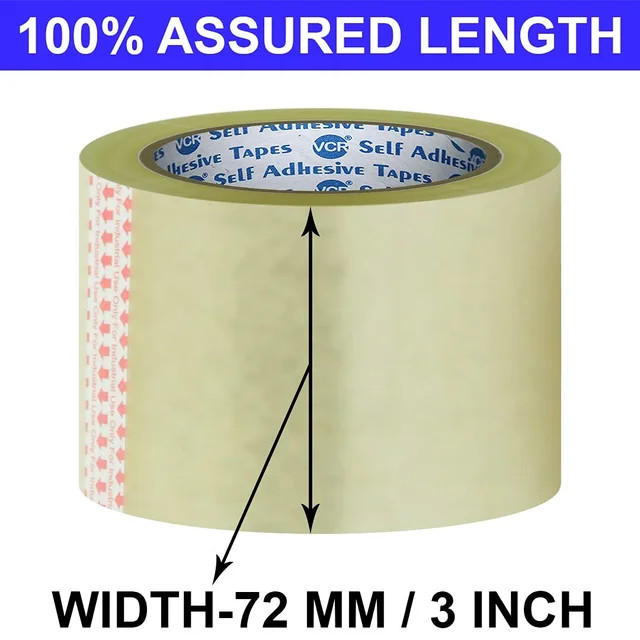 Transparent Cello Tape - 65 Meters in Length - 72mm / 3" Width - 4 Rolls Per Pack | Royal Stationers Best Quality Guarantee