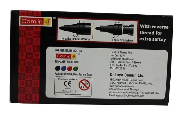 camlin permanent marker red - Pack of 10 | Royal Stationers Best Quality Guarantee