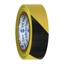 ZEBRA Black & Yellow Floor Marking Tape 1' - 18 Meters in Length 24mm / 01" Width - 1 Roll Per Pack - Waterproof Social Distancing lane Marking Tape for Safety, Hazard and Caution Warnings | Royal Stationers Best Quality Guarantee