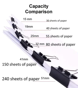 Binder Clips 19mm Black Set of 12 pcs | Royal Stationers Best Quality Guarantee