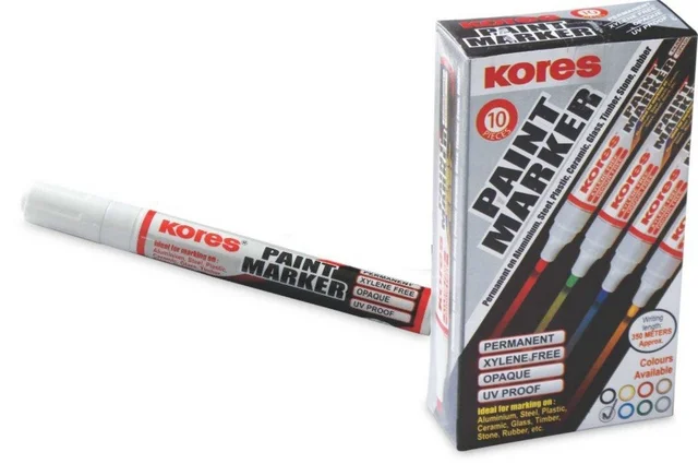 Kores Paint Marker Pen, Black- Pack of 10 | Royal Stationers Best Quality Guarantee