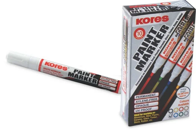 Kores Paint Marker Pen, Blue- Pack of 10 | Royal Stationers Best Quality Guarantee