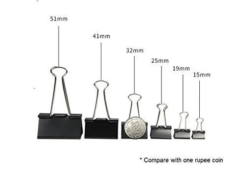 51 mm, 2 inch Paper Binder Clip Clamp for Office, Home, School, Institutions (Capacity 240 Pages) - Pack of 12 Clips | Royal Stationers Best Quality Guarantee