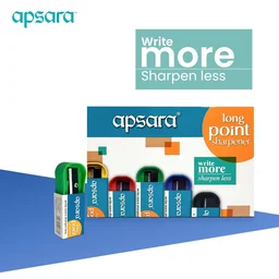 Apsara Long Point Sharpeners, Comfortable Grip, Highly Durable, Anti-rust, Scientifically Designed Blade, Child Safe, for Students, Artists & Professionals, Pack 0f 20 | Royal Stationers Best Quality Guarantee
