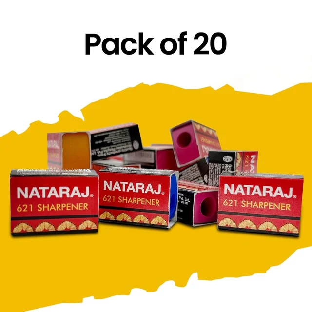 Natraj 621 Sharpener, Hassle-free Sharpening, Scientifically Angled Blade, Reduces Hand Strain, Ergonomic Design, Anti-rust Coating, Highly Durable, Conveniently Portable, Pack of 20 | Royal Stationers Best Quality Guarantee
