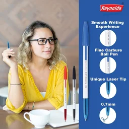 Reynolds 045 - BLUE | Ball Point Pen Set With Comfortable Grip | Pens For Writing | School and Office Stationery | Pens For Students | 0.7 mm Tip Size | Royal Stationers Best Quality Guarantee