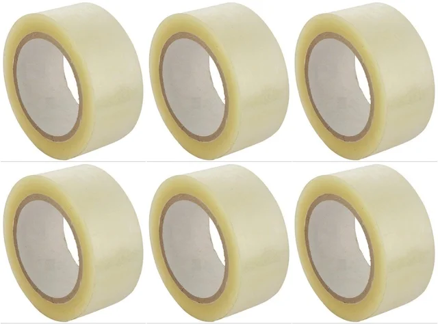 Cello Transparent Adhesive BOPP Tape 2'' inch Width x 65 Meter Length Roll - Packing Tape (Combo of 6 Rolls) | Royal Stationers Best Quality Guarantee