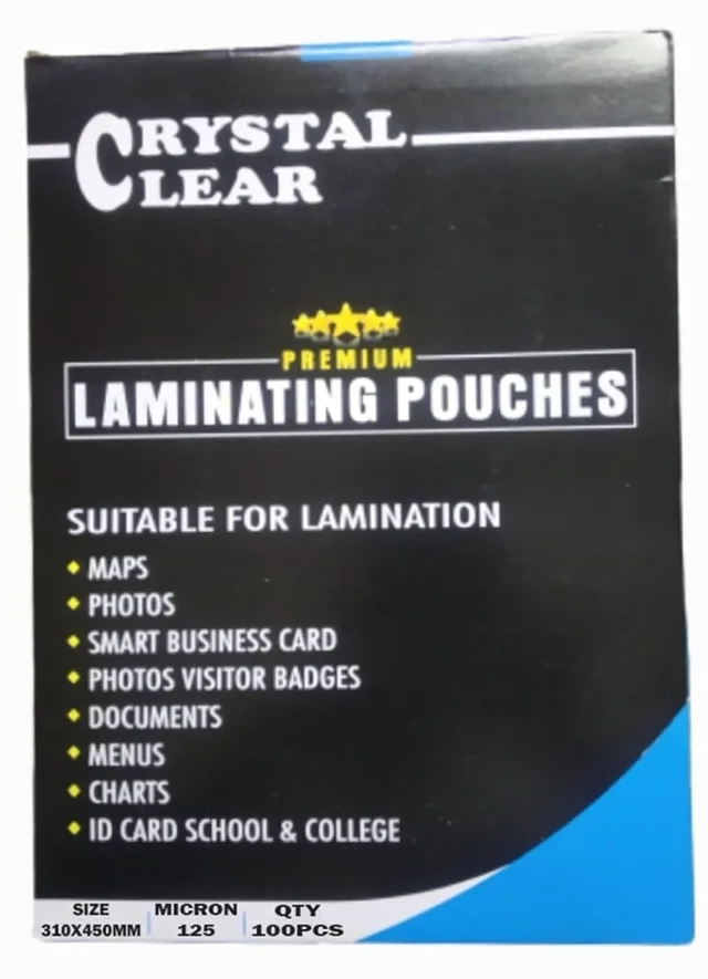 A3 Size Lamination Pouch (125 Micron)(Pack of 100pcs)(310 X 450 MM) / Lamination Sheet/Lamination Film/Lamination Pack/Lamination Roll | Royal Stationers Best Quality Guarantee