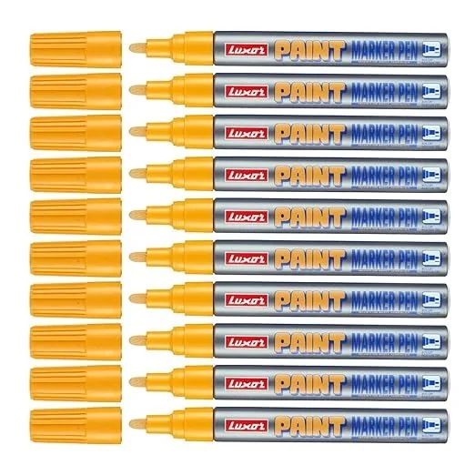Luxor yellow Paint Marker With Extra Tip Free Pak Of-10 | Royal Stationers Best Quality Guarantee