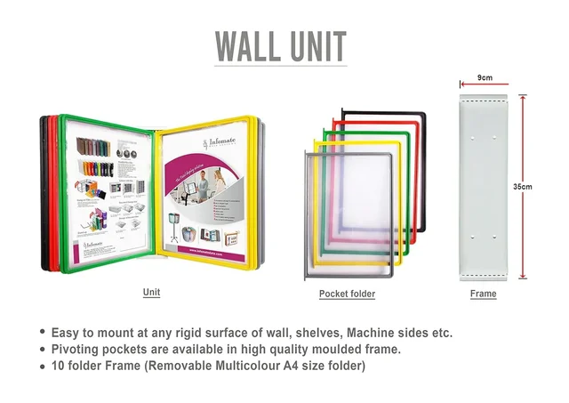 info Plastic Wall Unit Hanging Display Pocket Documents Certifica te Storage File Folder with 5 Folders for Home and Office, A4 Size, Multicolour | Royal Stationers Best Quality Guarantee