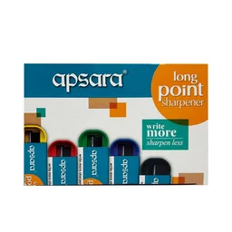 Apsara Long Point Sharpeners, Comfortable Grip, Highly Durable, Anti-rust, Scientifically Designed Blade, Child Safe, for Students, Artists & Professionals, Pack 0f 20 | Royal Stationers Best Quality Guarantee