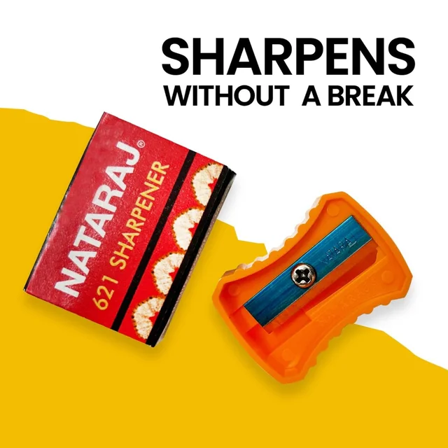 Natraj 621 Sharpener, Hassle-free Sharpening, Scientifically Angled Blade, Reduces Hand Strain, Ergonomic Design, Anti-rust Coating, Highly Durable, Conveniently Portable, Pack of 20 | Royal Stationers Best Quality Guarantee