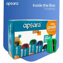 Apsara Long Point Sharpeners, Comfortable Grip, Highly Durable, Anti-rust, Scientifically Designed Blade, Child Safe, for Students, Artists & Professionals, Pack 0f 20 | Royal Stationers Best Quality Guarantee
