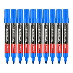 Permanent Marker - Blue - Box Of 10 with extra tip free | Royal Stationers Best Quality Guarantee
