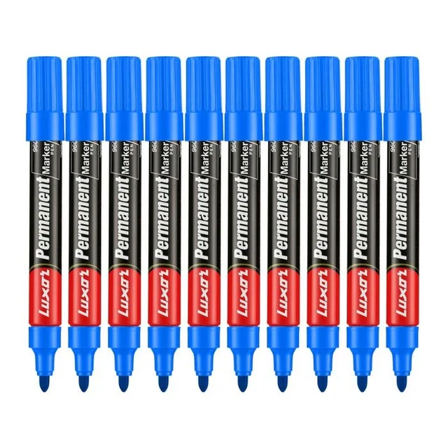 Permanent Marker - Blue - Box Of 10 with extra tip free | Royal Stationers Best Quality Guarantee