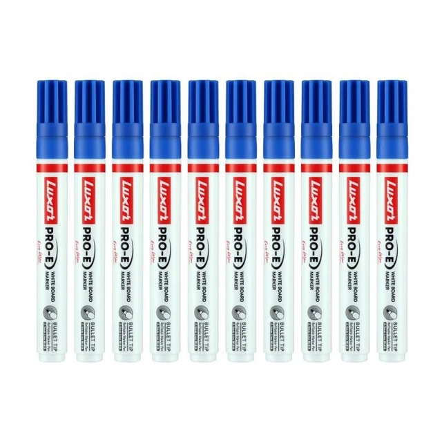 Luxor Refillable White Board Marker with extra replacement tip free - Blue - Box Of 10 | Royal Stationers Best Quality Guarantee