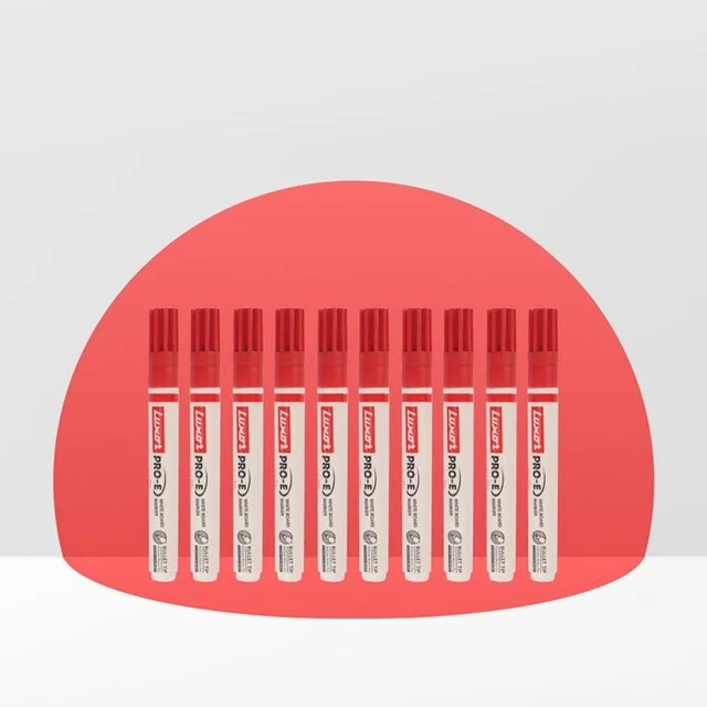 Luxor White Board Marker with extra replacement tip - red - Box Of 10 | Royal Stationers Best Quality Guarantee