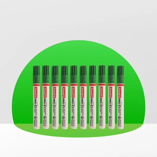 Luxor Refillable White Board Marker with extra replacement tip free - Green - Box Of 10 | Royal Stationers Best Quality Guarantee