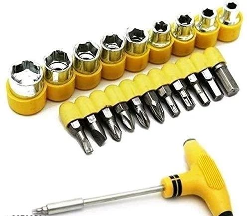 24 pcs T Shape Screwdriver Set Batch Head Ratchet Pawl Socket Spanner Hand Tools