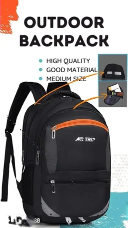 AIR TRIP Large 32L Laptop Bag Backpack for men Women Boys and Girls Luggage Travel Bags with 15.6 inches Laptop Compartment Rain Cover (Black)