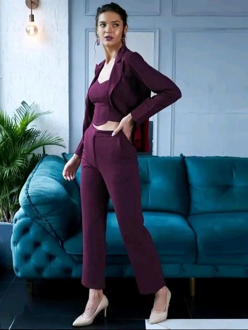 Women Latest 3 Piece Suit Lycra Trending - S