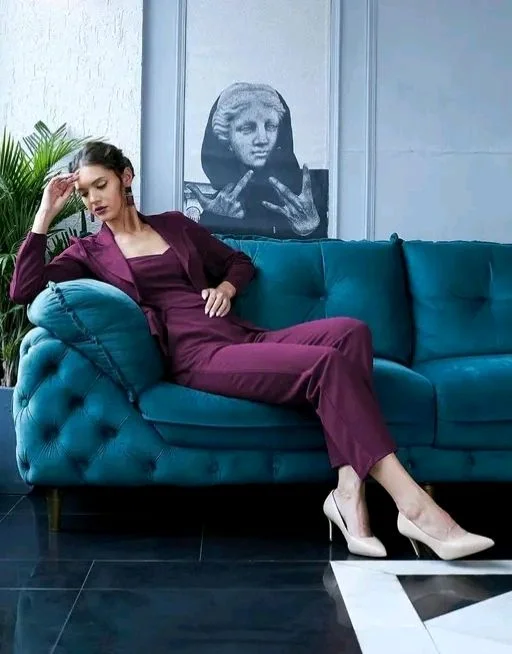 Women Latest 3 Piece Suit Lycra Trending - S