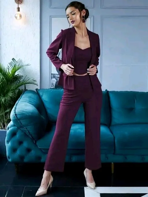 Women Latest 3 Piece Suit Lycra Trending - M