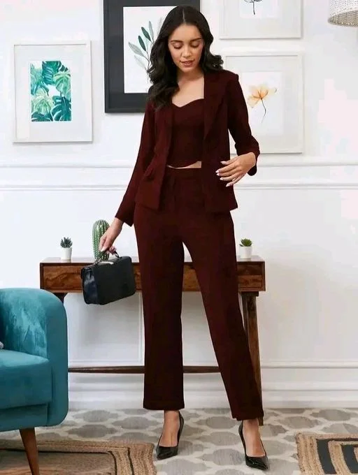 Women Latest 3 Piece Suit Lycra Trending - M