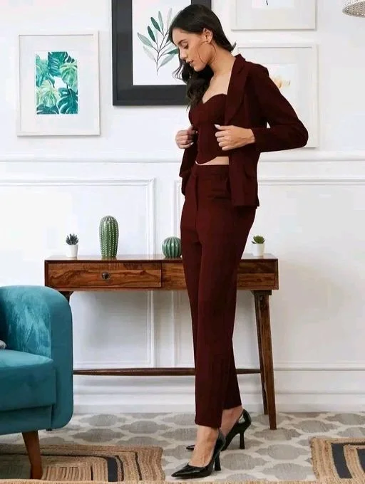 Women Latest 3 Piece Suit Lycra Trending - M