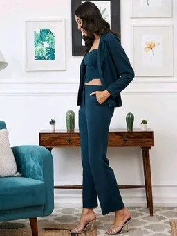 Women Latest 3 Piece Suit Lycra Trending - S