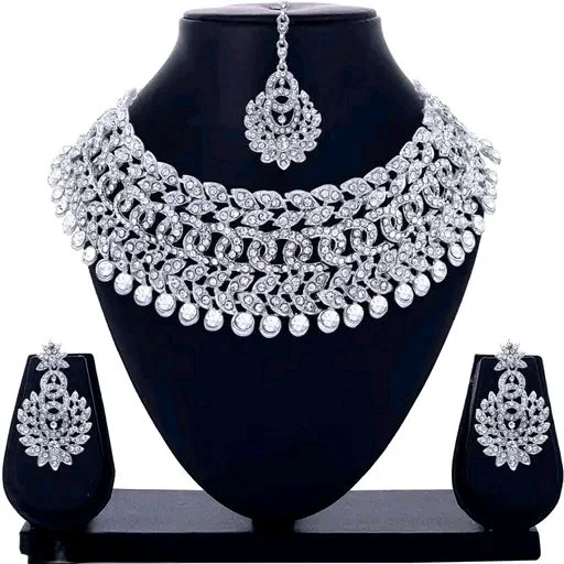Rhodium Plated Jewellery SetWhite Austrian Diamond
