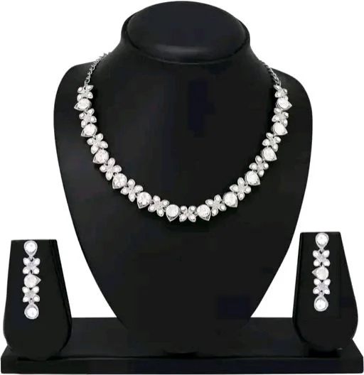 Silver Plated Diamond Jewellery Set 