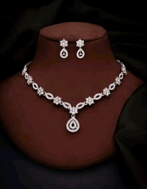 New Gold Plated Necklace Set With American Diamond