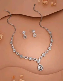 New Gold Plated Necklace Set With American Diamond