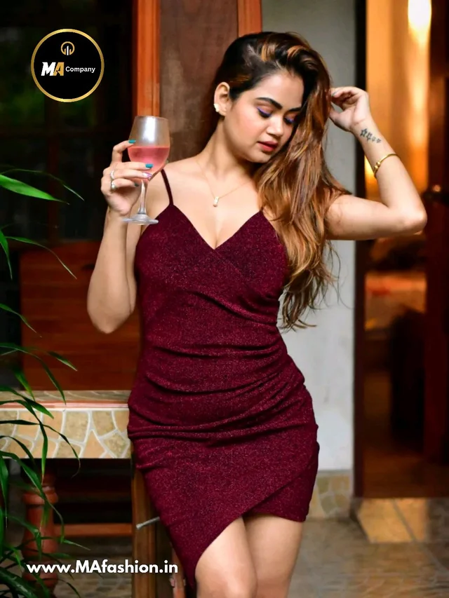 New Luxury Party Dress | Gliter Wrap Bodycon Premium Dress - L