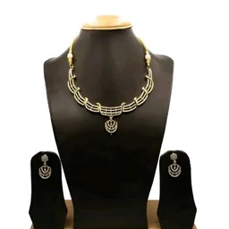 Stylish Premium Gold Necklace Set With American Diamonds, Latest Design