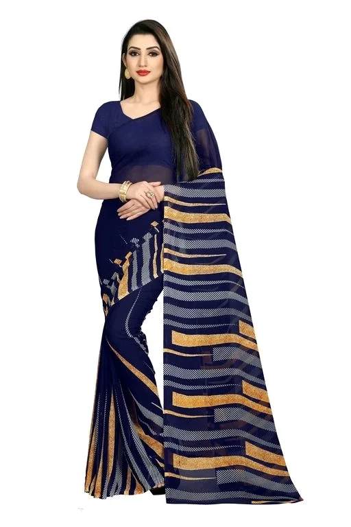 Anand Saree Printed Daily Wear Georgette Saree(Blue)