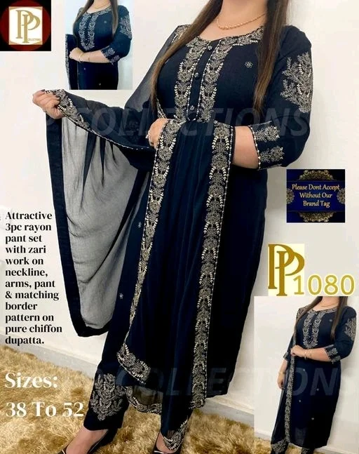 Beautiful Embroidered Kurta With Awesome Pant And Dupatta - XXXL
