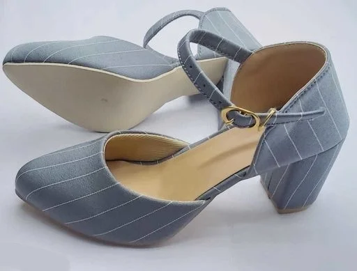 BEAUTIFUL FLOOJO GREY stripe toe pointed pumps7 - 6