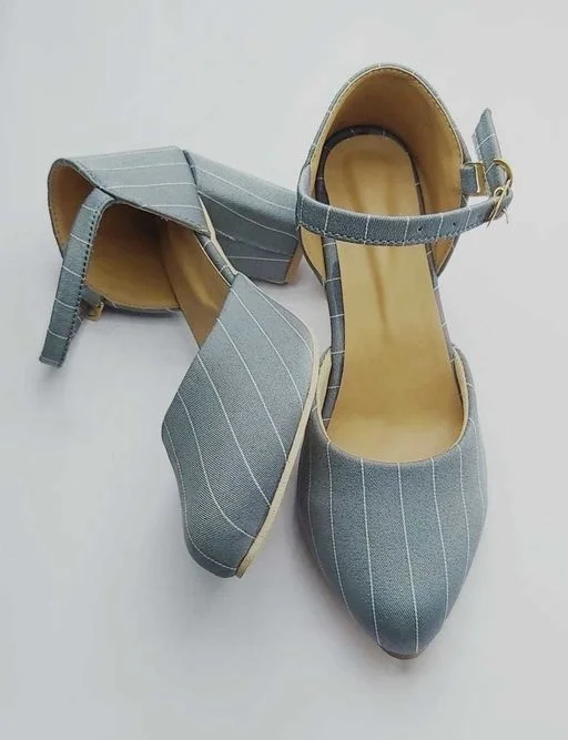 BEAUTIFUL FLOOJO GREY stripe toe pointed pumps7 - 6