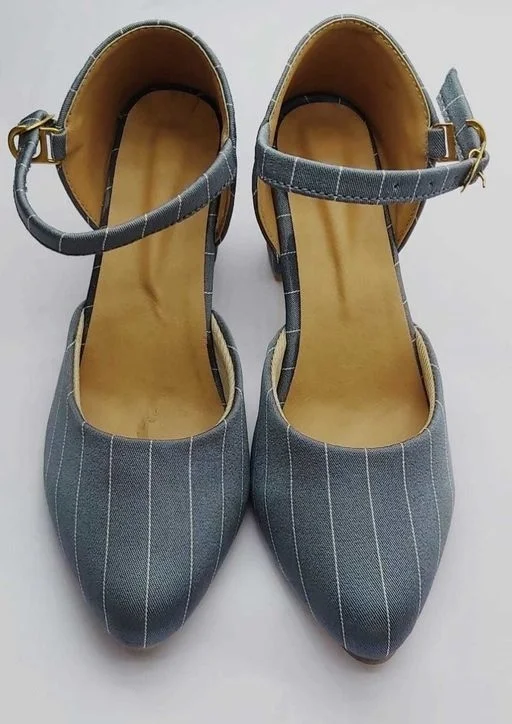 BEAUTIFUL FLOOJO GREY stripe toe pointed pumps7 - 6