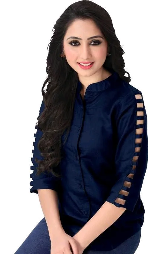 Casual Royal Side Cut Solid Women Top76 - XS