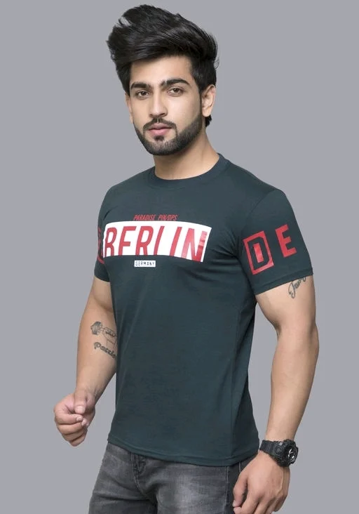 Cotton Round Neck Half Sleeve T-shirt For Men 3 - XL