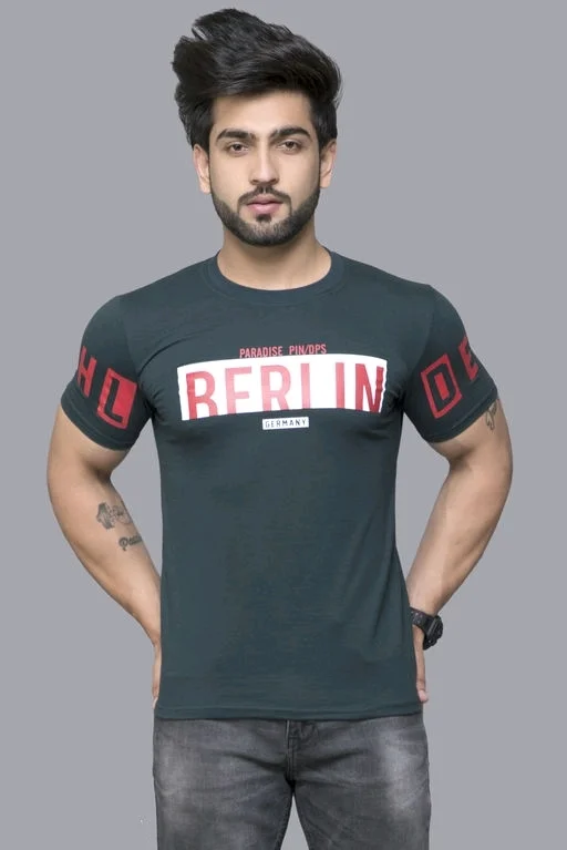 Cotton Round Neck Half Sleeve T-shirt For Men 3 - XL
