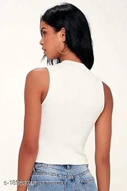 Cut Sleeve Crop Top for Women and Girls - L