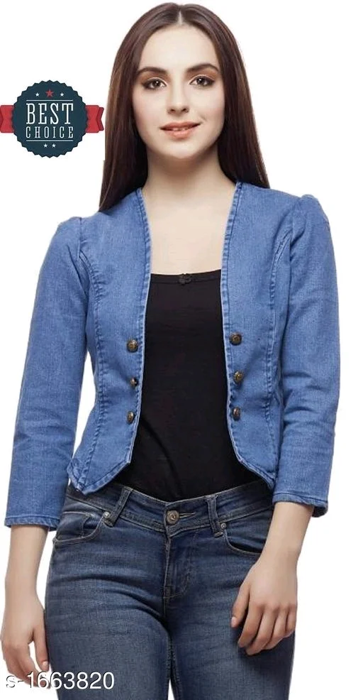 Designer Denim Women's Shrug Fabric: Denim Sleeves: Sleeves Are Included2 - S