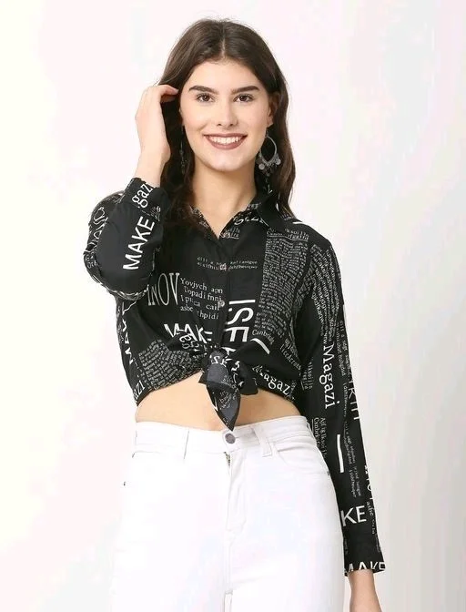 Fashion Newspaper Printed Crop Top - XL