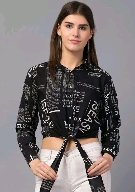 Fashion Newspaper Printed Crop Top - XL