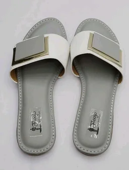 FLOOJO Turquoise open toe flats with golden details and super soft DOCTOR cushioned sole.76 - 9